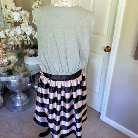 NWOT English Factory sleeveless t shirt striped flare dress Size L - Picture 4 of 4